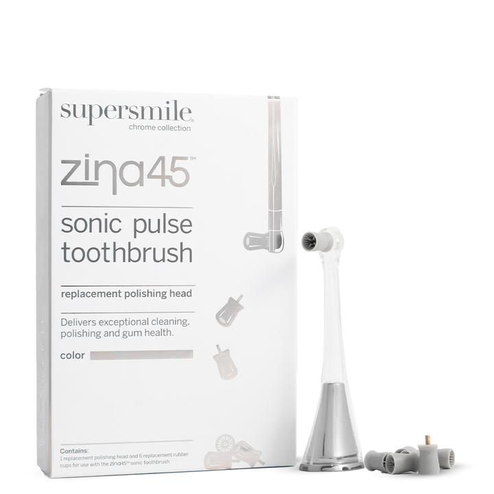 Zina45™ Sonic Pulse Toothbrush Chrome Silver Replacement Polishing Head