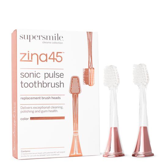 Zina45™ Sonic Pulse Toothbrush Chrome Rose Gold Replacement Heads (2 pack)