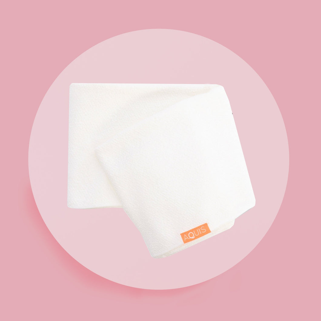 AQUIS Rapid Dry Lisse Hair Towel 19 x 42 White