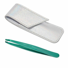 Load image into Gallery viewer, Emerald Eve Slant Tweezer &amp; Pouch

