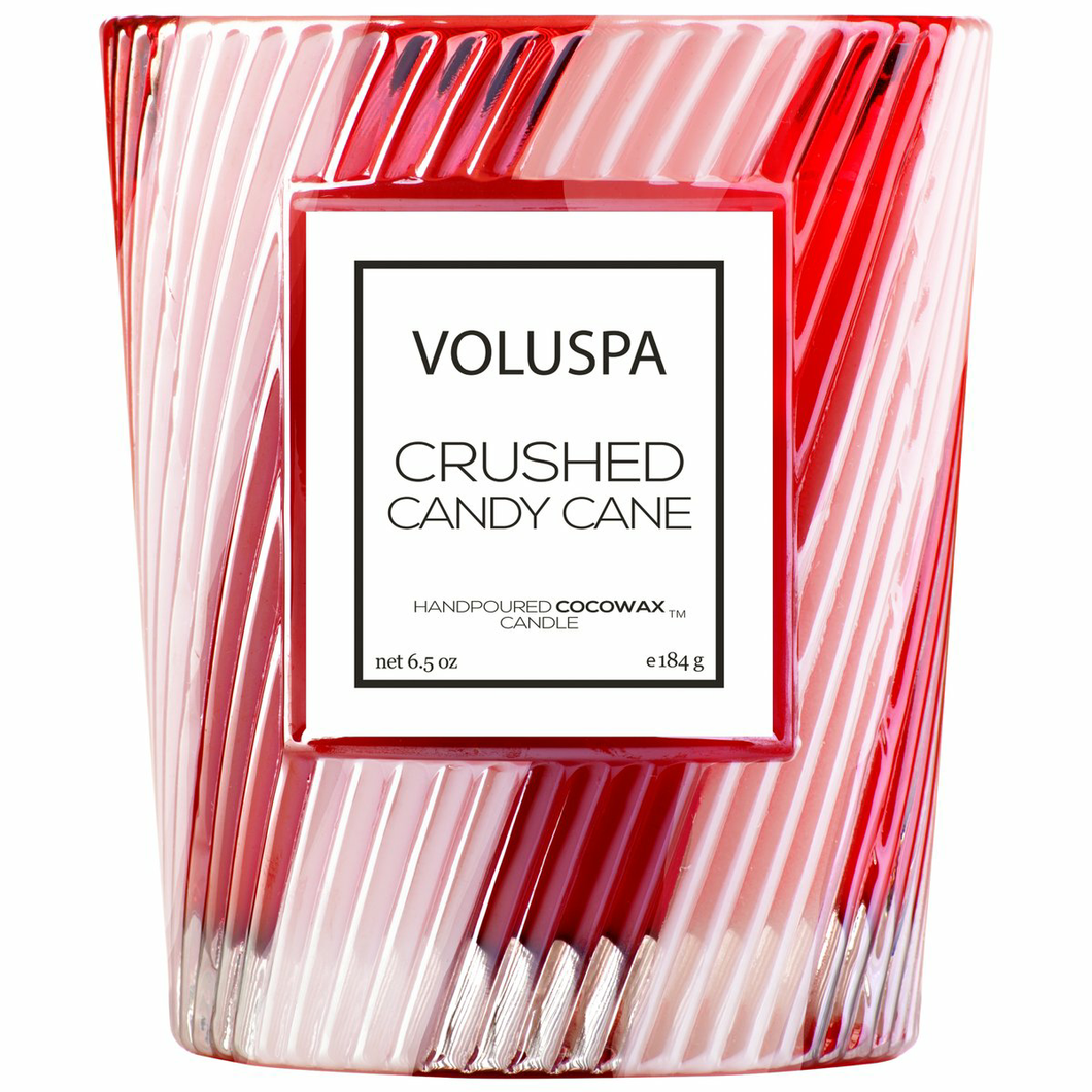 Crushed Candy Cane Textured Glass Candle