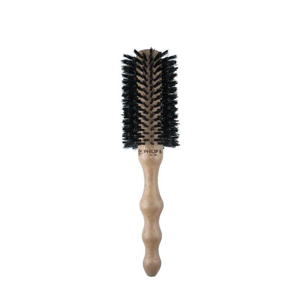 Large (65mm) Round Hairbrush, Polished Mahogany Handle, 65% Boar  + 35% Nylon