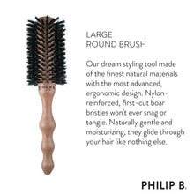 Load image into Gallery viewer, Large (65mm) Round Hairbrush, Polished Mahogany Handle, 65% Boar  + 35% Nylon
