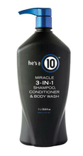 Load image into Gallery viewer, It's A 10 He's a 10 Miracle 3-IN-1 Shampoo, Conditioner &amp; Body Wash 10oz
