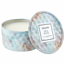 Load image into Gallery viewer, Milk Rose 2 Wick 6 Oz Tin Candle
