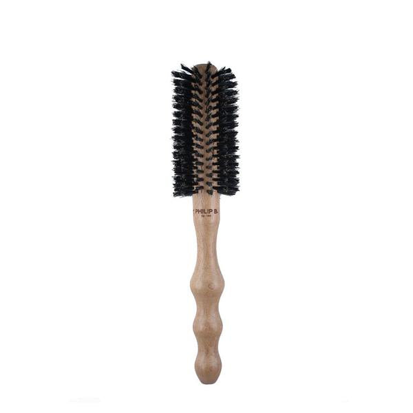 Medium (55mm) Round Hairbrush, Polished Mahogany Handle, 65% Boar + 35% Nylon