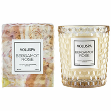 Load image into Gallery viewer, Bergamot Rose Textured Glass Candle
