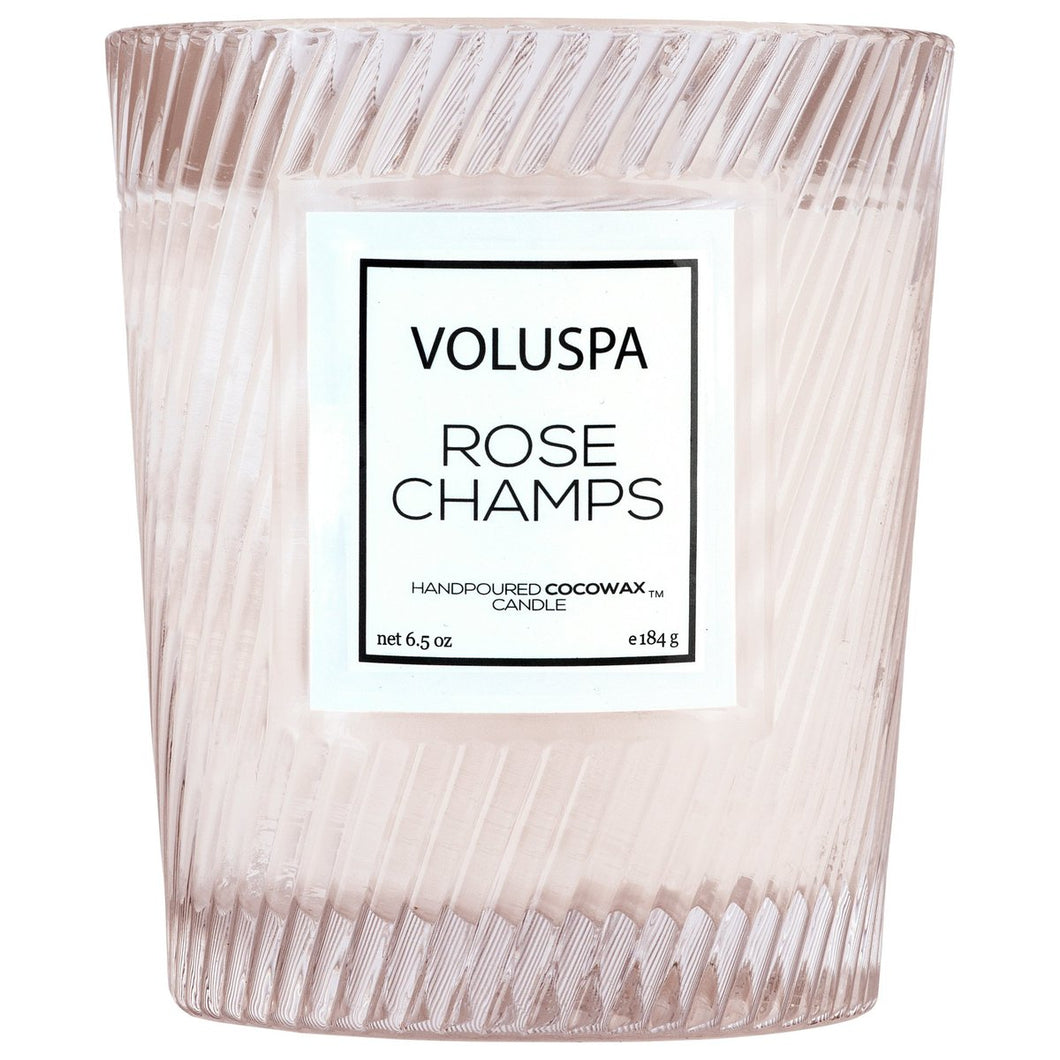 Rose Champs Textured Glass Candle