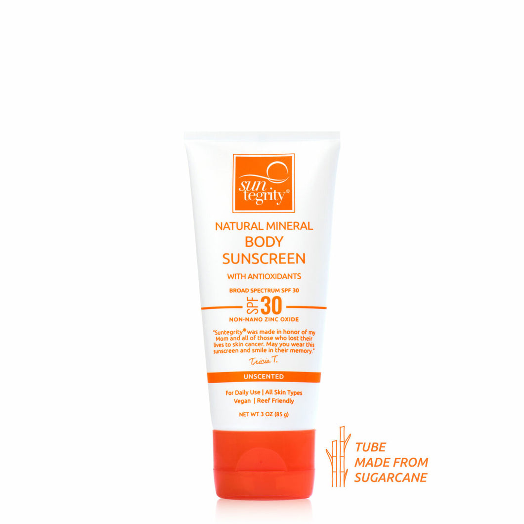 Suntegrity® Natural Mineral Sunscreen SPF 30 - FOR BODY - UNSCENTED - 3 oz.