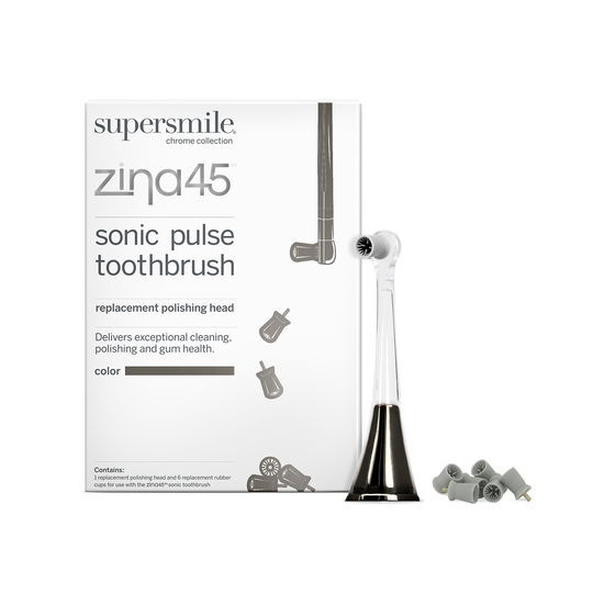 Zina45™ Sonic Pulse Toothbrush Chrome Charcoal Replacement Polishing Head