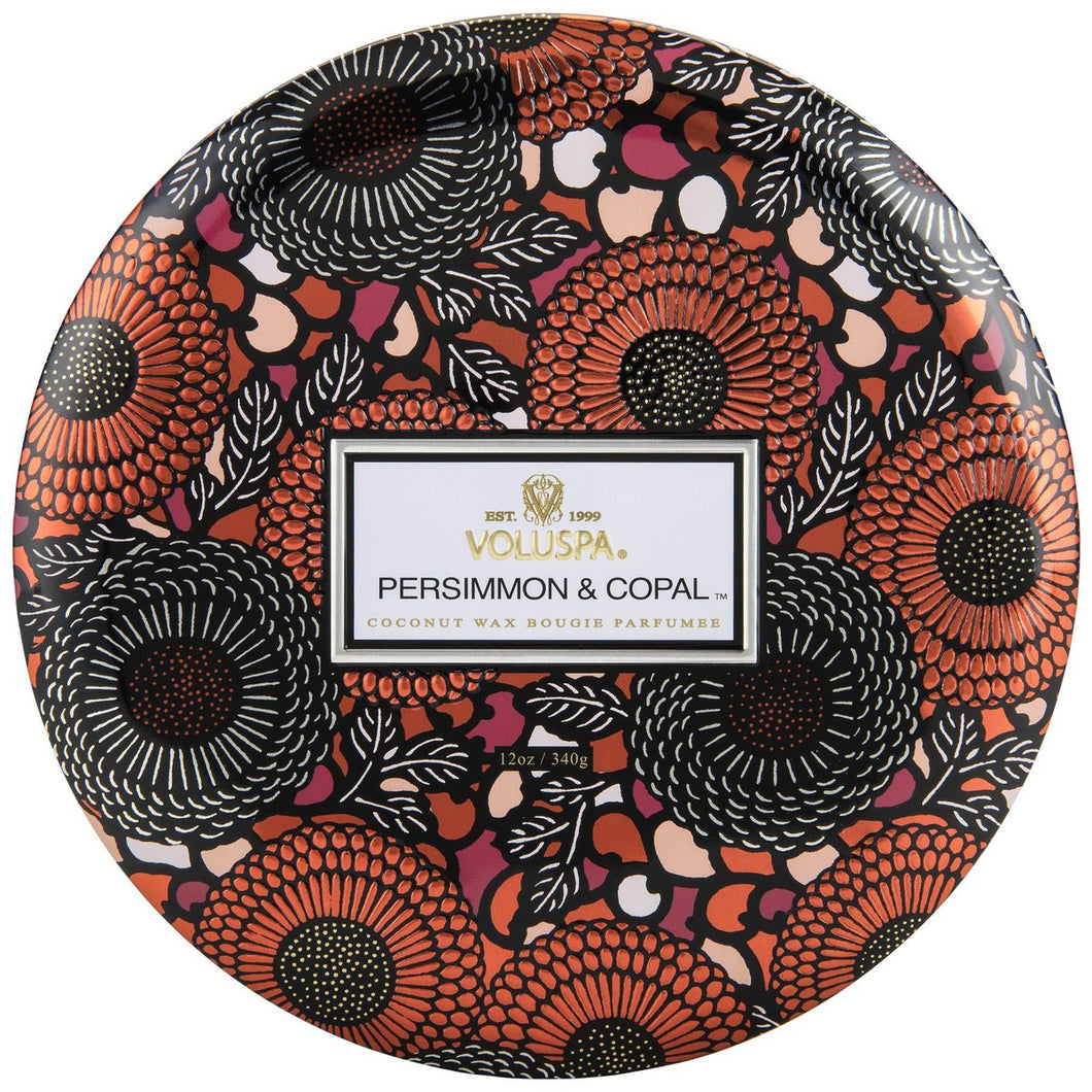 Persimmon & Copal 3 Wick Tin Candle