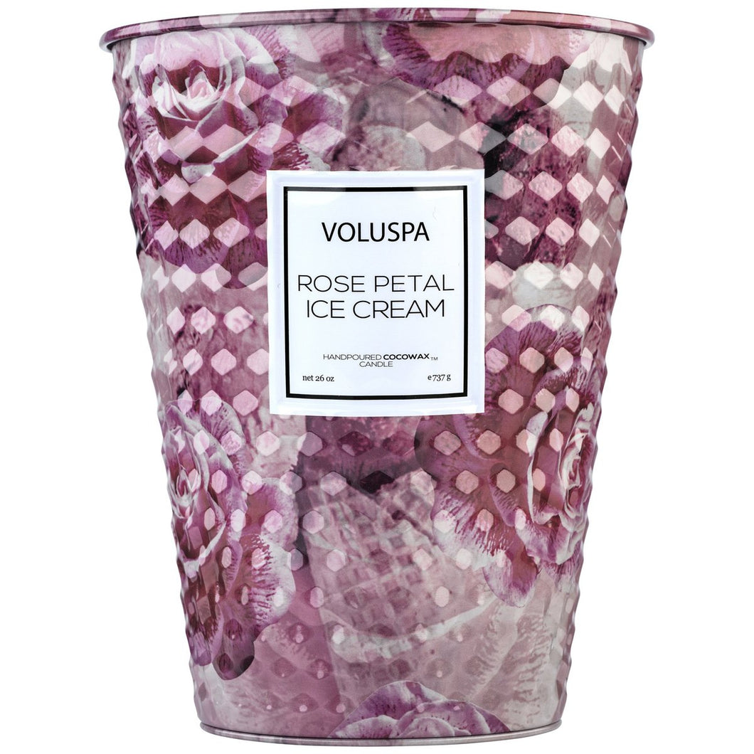 Rose Petal Ice Cream 2 Wick Tin Table Candle