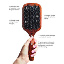 Load image into Gallery viewer, Paddle Hair Brush; Polished Mahogany Laser Printed Handle; Boar +  Crystal  Nylon Bristles.
