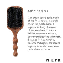 Load image into Gallery viewer, Paddle Hair Brush; Polished Mahogany Laser Printed Handle; Boar +  Crystal  Nylon Bristles.
