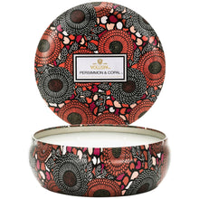 Load image into Gallery viewer, Persimmon &amp; Copal 3 Wick Tin Candle
