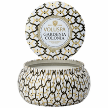 Load image into Gallery viewer, Gardenia Colonia 2 Wick Maison Tin Candle
