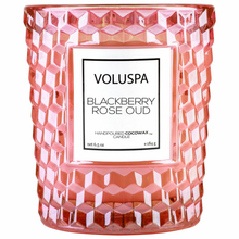 Load image into Gallery viewer, Blackberry Rose Oud Textured Glass Candle
