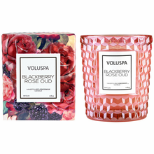 Load image into Gallery viewer, Blackberry Rose Oud Textured Glass Candle
